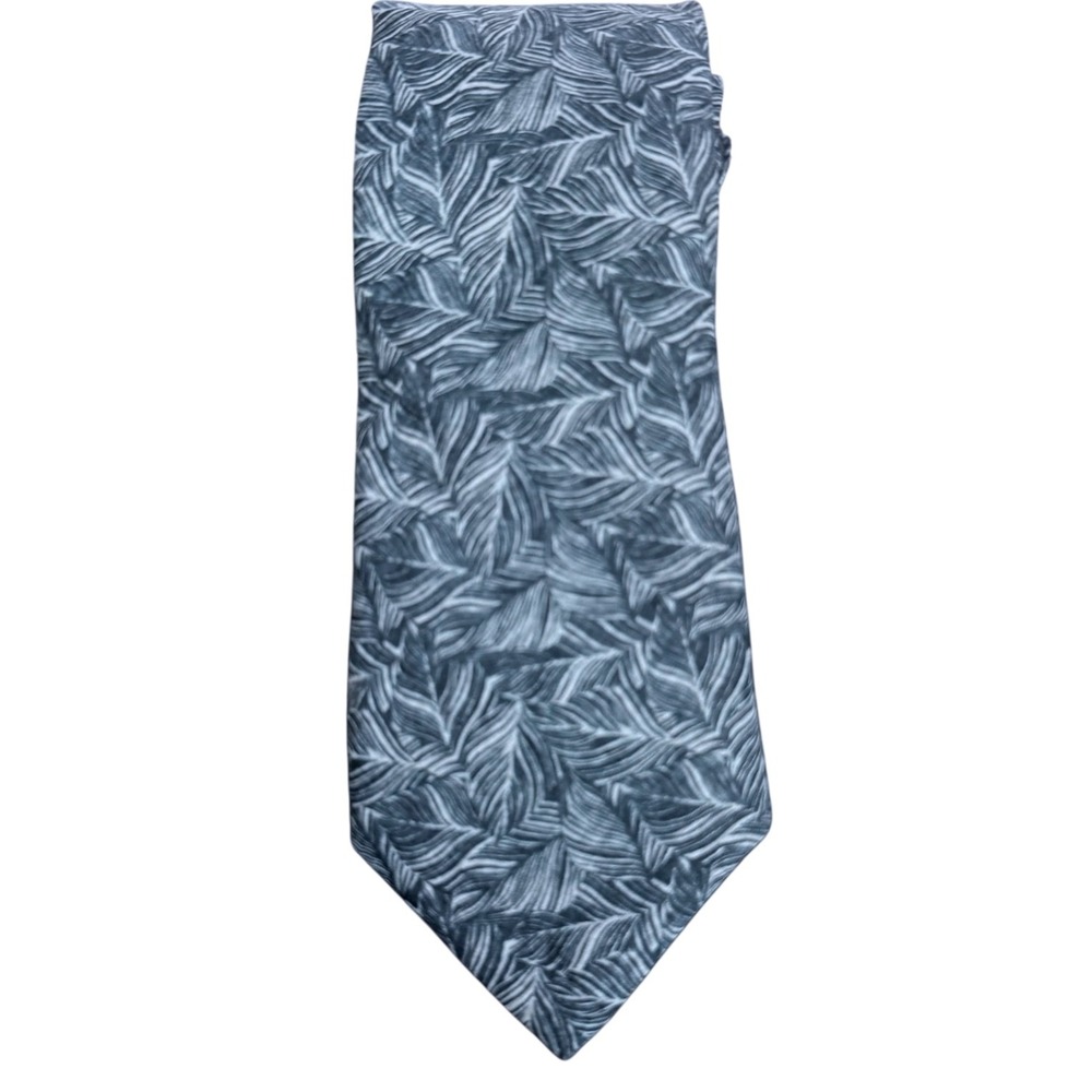 Hugo Boss‎ Mens Silk Blend Gray Blue Leaf Pattern Tie NWT